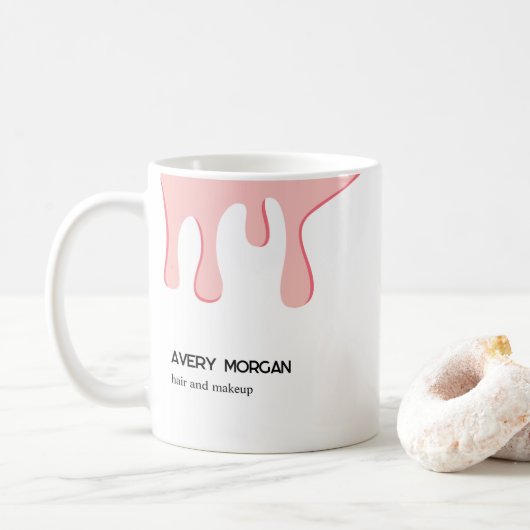 Rosa Tropfen Name Business Tasse (Mit Donut)