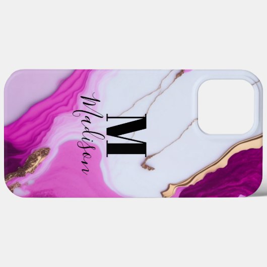 Rosa Tropfen, weißer Marmor Case-Mate iPhone Hülle (Rückseite (Horizontal))