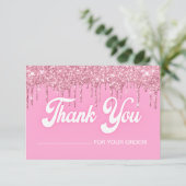 Rosa Tropfende Glitzer danke Karte (Stehend Vorderseite)