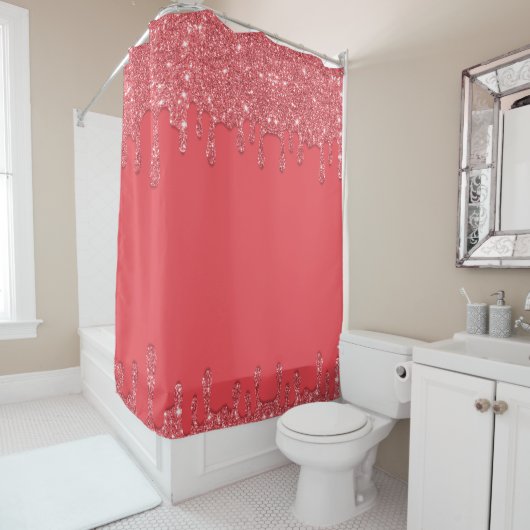 Rosa Tropfende Glitzer Duschvorhang (Beispiel)