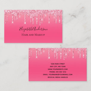 Rosa tropfender Glitter-Mädchen-Trendy-Chic- moder Visitenkarte