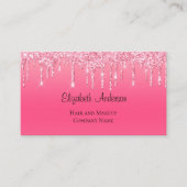 Rosa Tropfnägel Glitzer QR-Code Haarsalonnagel Visitenkarte (Vorderseite)