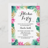 Rosa Tropical 40. Geburtstag Einladung (Vorderseite)