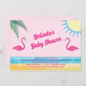 Rosa Tropical Beach Baby Dusche Einladung (Vorne/Hinten)
