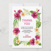 Rosa Tropical Luau Birthday Giro Dankeskarte (Vorderseite)