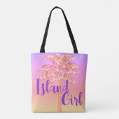 Rosa Tropical Sunset Palm Tree Island Girl Tasche (Rückseite)