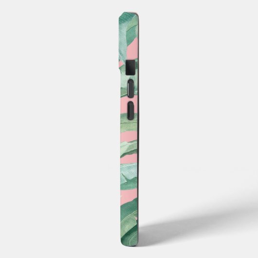 Rosa tropische Bananen-Blätter Mit Monogramm Case-Mate iPhone Hülle (Rückseite / Links)