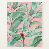 Rosa tropische Bananen-Blätter Mit Monogramm Planer (Rückseite)
