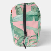 Rosa tropische Bananen-Blätter Mit Monogramm Waschbeutel (Rechts)