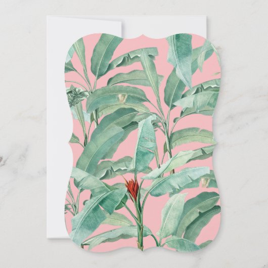 Rosa tropische Bananenpalme Blätter Hochzeit Einladung (Rückseite)