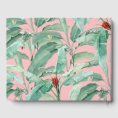 Rosa tropische Bananenpalme Blätter Hochzeit Gästebuch (Rückseite)