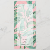 Rosa tropische Bananenpalme Blätter Hochzeit Menükarte (Rückseite)