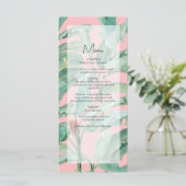 Rosa tropische Bananenpalme Blätter Hochzeit Menükarte (Stehend Vorderseite)