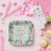 Rosa tropische Bananenpalme Blätter Hochzeit Pappteller (Party)