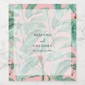 Rosa tropische Bananenpalme Blätter Hochzeit Weinetikett (Einzelnes Label)