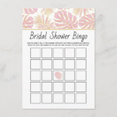 Rosa tropische Blätter Brautparty Bingo-Spielkarte Begleitkarte (Vorderseite)