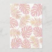 Rosa tropische Blätter Brautparty Bingo-Spielkarte Begleitkarte (Rückseite)