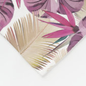 Rosa tropische Blätter Fleecedecke (Ecke)