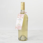 Rosa tropische Blätter Polka Punkte Hochzeit Flaschenanhänger (Angewinkelt)