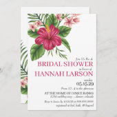 Rosa tropische Blume Brautdusche Einladung (Vorne/Hinten)