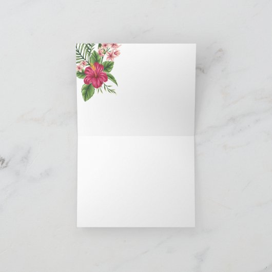 Rosa tropische Blume Brautparty Dankeskarte (Innenseite)
