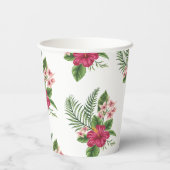 Rosa tropische Blume Brautparty Pappbecher (Rückseite)