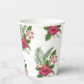 Rosa tropische Blume Brautparty Pappbecher (Vorderseite)