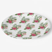 Rosa tropische Blume Brautparty Pappteller (Schrägansicht)