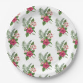 Rosa tropische Blume Brautparty Pappteller (Vorderseite)