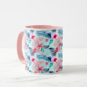 Rosa tropische Blume Tasse (Vorderseite Links)