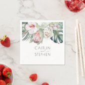 Rosa tropische Blume und Palm Blätter Beach Party Serviette (Beispiel)