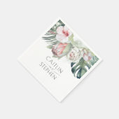 Rosa tropische Blume und Palm Blätter Beach Party Serviette (Ecke)