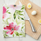 Rosa tropische Blumen botanisch Geschirrtuch (Viertel Falte)