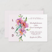 Rosa, tropische Blumen Einladung (Vorne/Hinten)