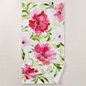 Rosa-tropische Blüte botanisch Strandtuch (Vorderseite)