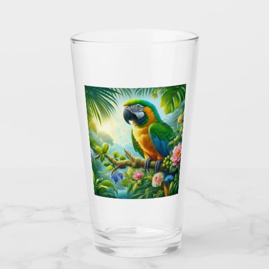 Rosa tropische Blüte Glas (Vorderseite)