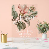 Rosa tropische Botanische Floraler Goldhochzeit Acrylschild (Hochzeit)