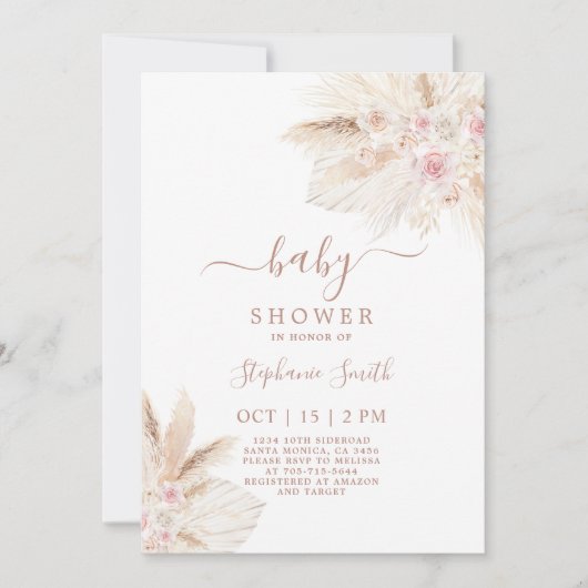 Rosa tropische Dusche Girl Einladung (Vorderseite)