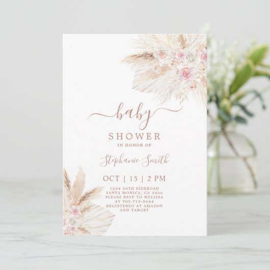 Rosa tropische Dusche Girl Einladung (Stehend Vorderseite)