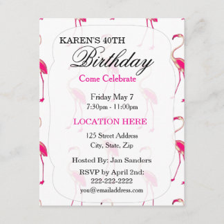 Rosa tropische Flamingo Geburtstags-Party Einladung