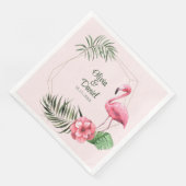 Rosa tropische Flamingo Golden Frame Wedding Serviette (Ecke)