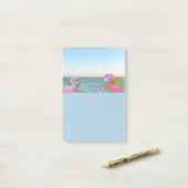 Rosa tropische Flamingos am Ozean-Design Post-it Klebezettel (Auf Schreibtisch)