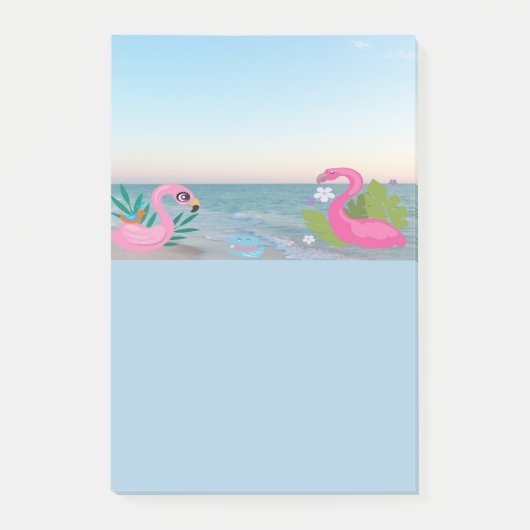 Rosa tropische Flamingos am Ozean-Design Post-it Klebezettel (Vorderseite)