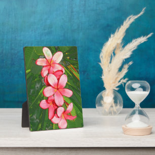 Rosa tropische Frangipani-Kunst Fotoplatte