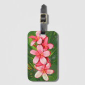 Rosa tropische Frangipani-Kunst Gepäckanhänger (Vorderseite Vertikal)