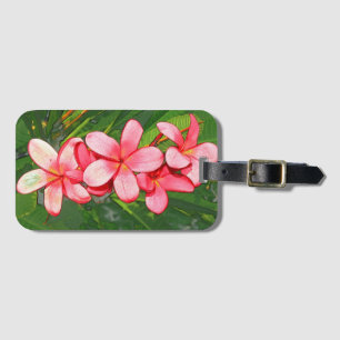Rosa tropische Frangipani-Kunst Gepäckanhänger