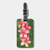 Rosa tropische Frangipani-Kunst Gepäckanhänger (Vorderseite vertikal)