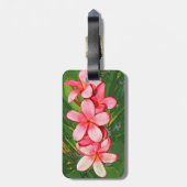 Rosa tropische Frangipani-Kunst Gepäckanhänger (Rückseite vertikal)