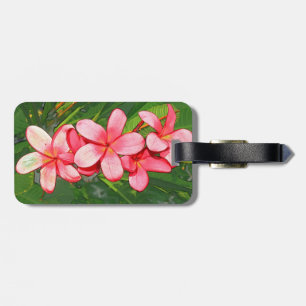 Rosa tropische Frangipani-Kunst Gepäckanhänger