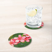 Rosa tropische Frangipani-Kunst Runder Pappuntersetzer (Vor Ort)
